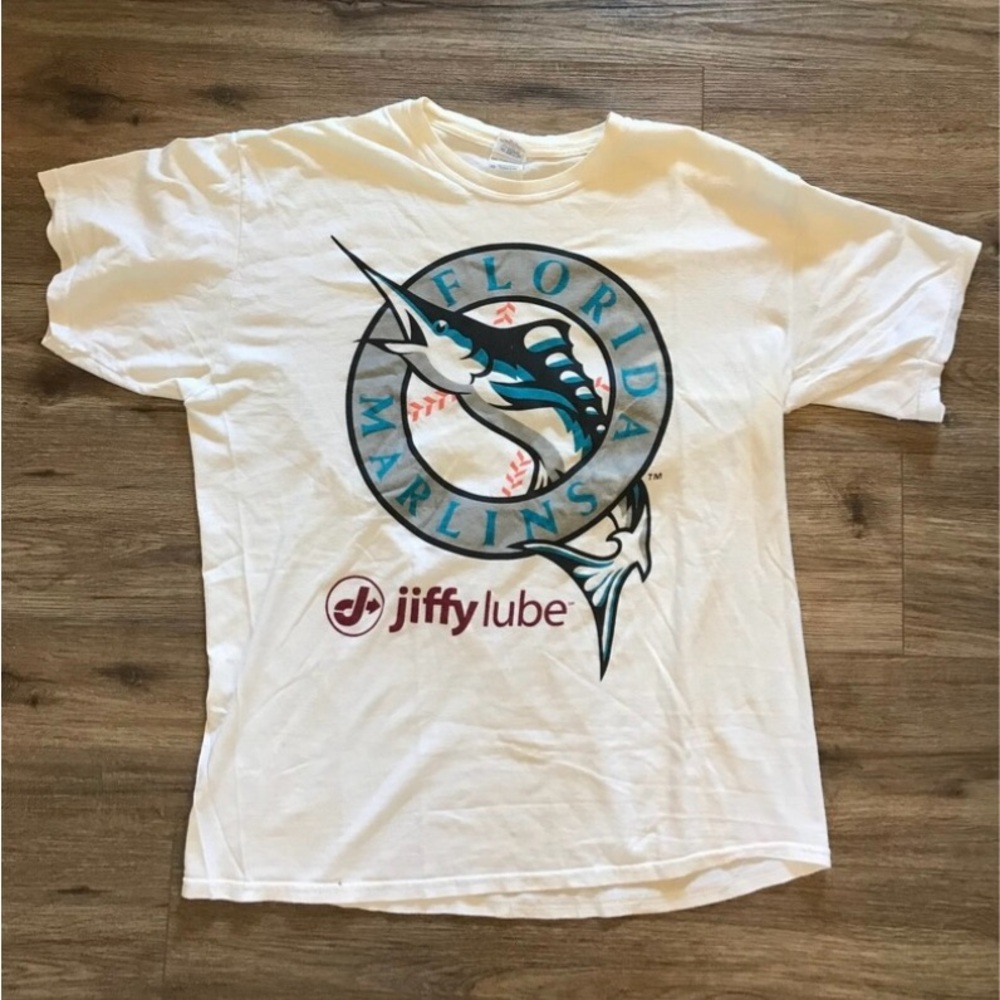 Vintage Florida Marlins shirt - jiffy lube promo - XL - 90s - Gildan- Miami